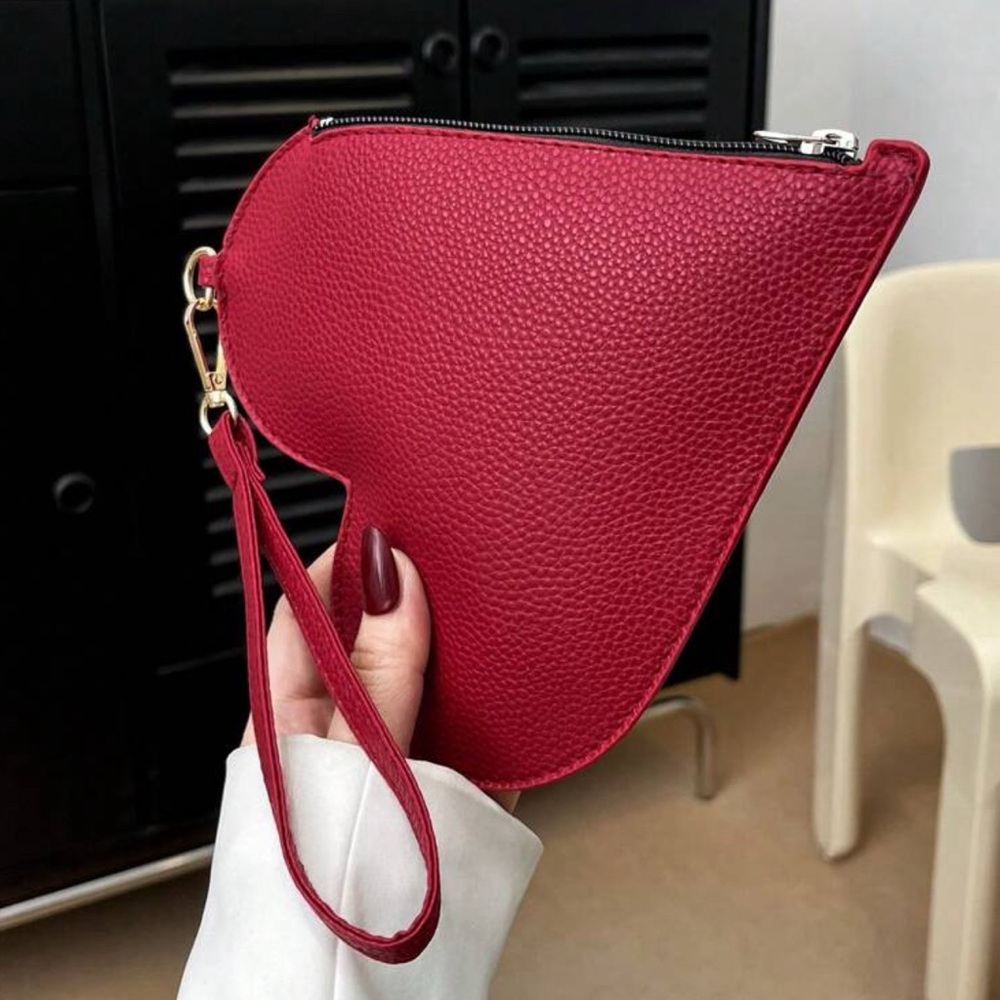 Elegant Red Heart-Shaped Wristlet